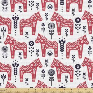 Ambesonne Bird Print Fabric by The Yard, Cartoon Pattern with Flying Pelicans, Decorative Fabric for Upholstery and Home Accents, 1 Yard, Eggshell(Coral Indigo)