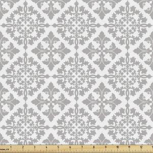 Ambesonne Bird Print Fabric by The Yard, Cartoon Pattern with Flying Pelicans, Decorative Fabric for Upholstery and Home Accents, 1 Yard, Eggshell(Gray White)