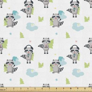 Ambesonne Bird Print Fabric by The Yard, Cartoon Pattern with Flying Pelicans, Decorative Fabric for Upholstery and Home Accents, 1 Yard, Eggshell(Grey Green)