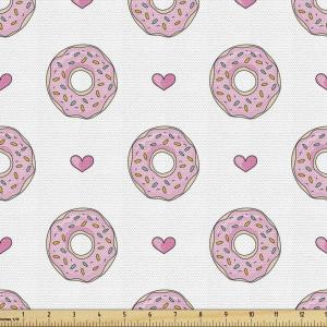 Ambesonne Bird Print Fabric by The Yard, Cartoon Pattern with Flying Pelicans, Decorative Fabric for Upholstery and Home Accents, 1 Yard, Eggshell(Pink White)