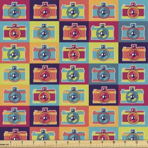 Ambesonne Bird Print Fabric by The Yard, Cartoon Pattern with Flying Pelicans, Decorative Fabric for Upholstery and Home Accents, 1 Yard, Eggshell(Teal Magenta)