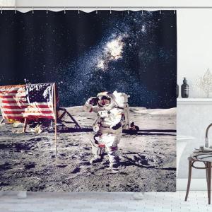 Ambesonne Cartoon Shower Curtain, Floral Fun Print with Colorful Flowers Illustration Whimsical Summer Ornament, Cloth Fabric Bathroom Decor Set with Hooks, 69″ W x 70″ L, Multicolor White(Dark Indigo Multicolor)