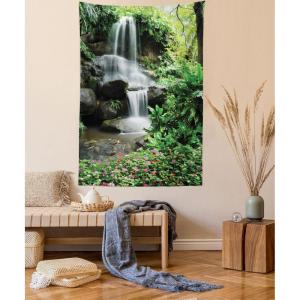 Ambesonne Cat Tapestry, Cartoon Cat in Various Poses Sleepy Lying Dreaming Expression Comic, Wall Hanging for Bedroom Living Room Dorm Decor, 40″ X 60″, Turquoise Apricot(Green Dark Brown White)