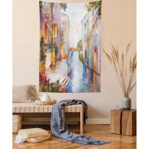Ambesonne Cat Tapestry, Cartoon Cat in Various Poses Sleepy Lying Dreaming Expression Comic, Wall Hanging for Bedroom Living Room Dorm Decor, 40″ X 60″, Turquoise Apricot(Orange Ivory)