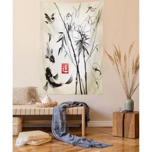 Ambesonne Cat Tapestry, Cartoon Cat in Various Poses Sleepy Lying Dreaming Expression Comic, Wall Hanging for Bedroom Living Room Dorm Decor, 40″ X 60″, Turquoise Apricot(White Black)