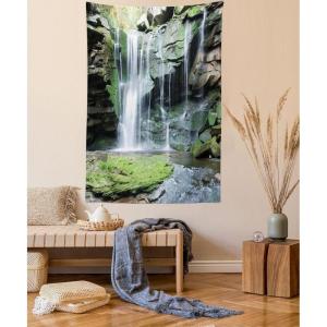 Ambesonne Cat Tapestry, Cartoon Cat in Various Poses Sleepy Lying Dreaming Expression Comic, Wall Hanging for Bedroom Living Room Dorm Decor, 40″ X 60″, Turquoise Apricot(Green Grey)