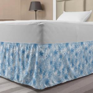 Ambesonne Strawberry Bed Skirt, Continuous Cartoon Style Simplistic Summer Time Strawberries Art, Elastic Bedskirt Dust Ruffle Wrap Around for Bedding Decor, Full, Rose Dark Pink and Green(Pale Blue White)