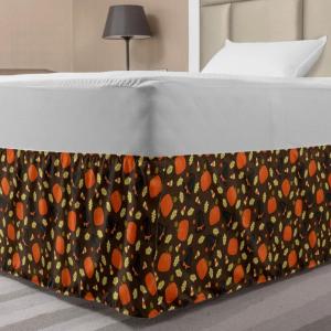 Ambesonne Strawberry Bed Skirt, Continuous Cartoon Style Simplistic Summer Time Strawberries Art, Elastic Bedskirt Dust Ruffle Wrap Around for Bedding Decor, Full, Rose Dark Pink and Green(Taupe and Burnt Sienna)