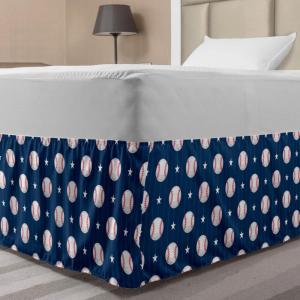 Ambesonne Strawberry Bed Skirt, Continuous Cartoon Style Simplistic Summer Time Strawberries Art, Elastic Bedskirt Dust Ruffle Wrap Around for Bedding Decor, Full, Rose Dark Pink and Green(Night Blue Red White)