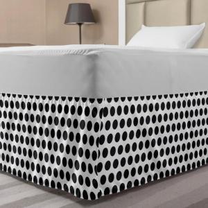 Ambesonne Strawberry Bed Skirt, Continuous Cartoon Style Simplistic Summer Time Strawberries Art, Elastic Bedskirt Dust Ruffle Wrap Around for Bedding Decor, Full, Rose Dark Pink and Green(Black and White)