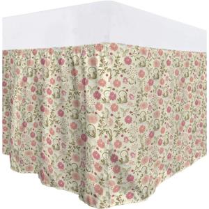 Ambesonne Strawberry Bed Skirt, Continuous Cartoon Style Simplistic Summer Time Strawberries Art, Elastic Bedskirt Dust Ruffle Wrap Around for Bedding Decor, Full, Rose Dark Pink and Green(Pink Peach Green)