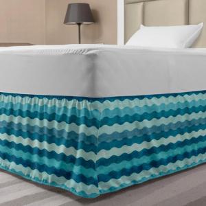 Ambesonne Strawberry Bed Skirt, Continuous Cartoon Style Simplistic Summer Time Strawberries Art, Elastic Bedskirt Dust Ruffle Wrap Around for Bedding Decor, Full, Rose Dark Pink and Green(Turquoise Teal Blue)