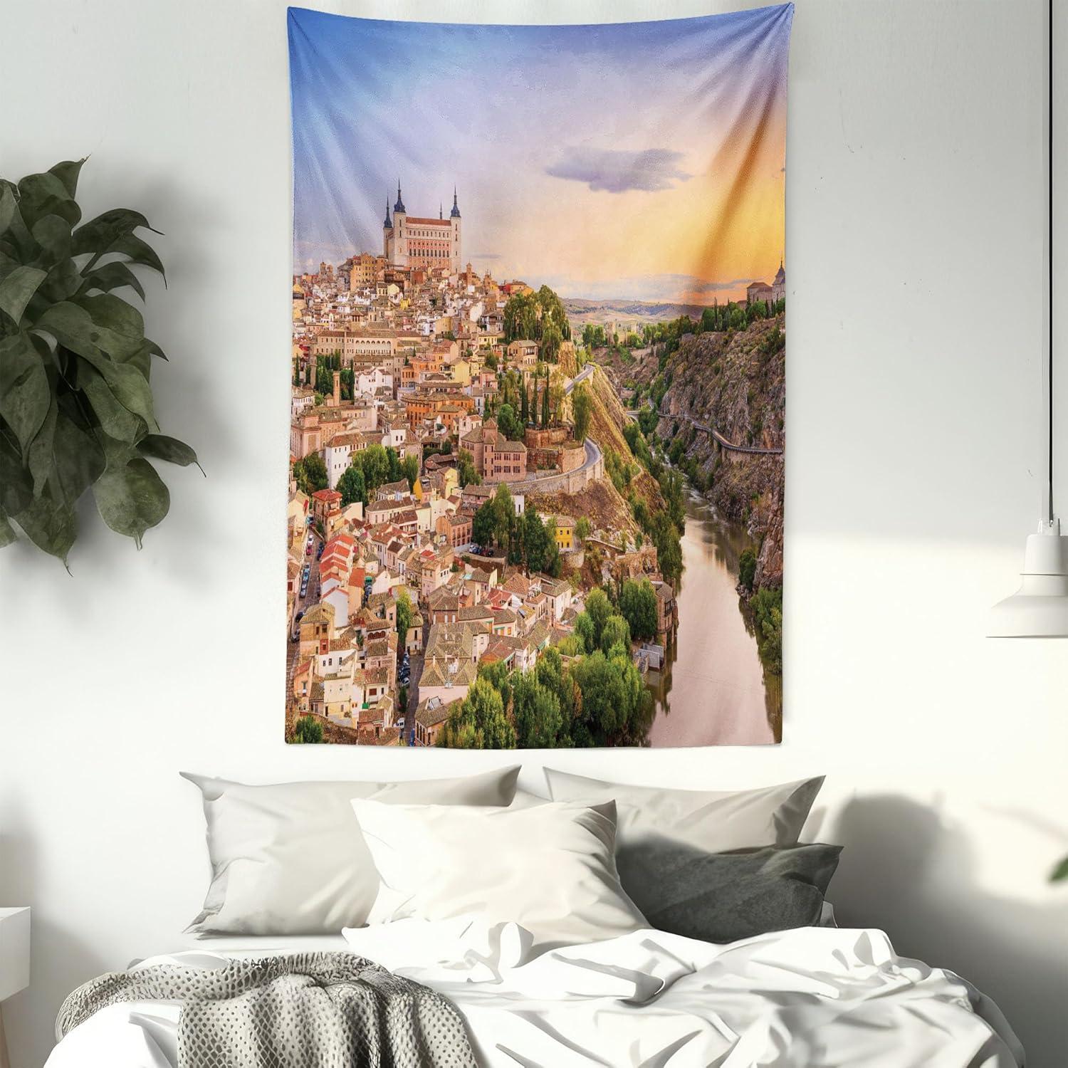 imageAmbesonne Mexican Tapestry Mexican Sugar Skull Cartoon Carnival Cartoon Traditional Celebration Print Wall Hanging for Bedroom Living Room Dorm Decor 40 X 60 Orange TealApricot Cream Green