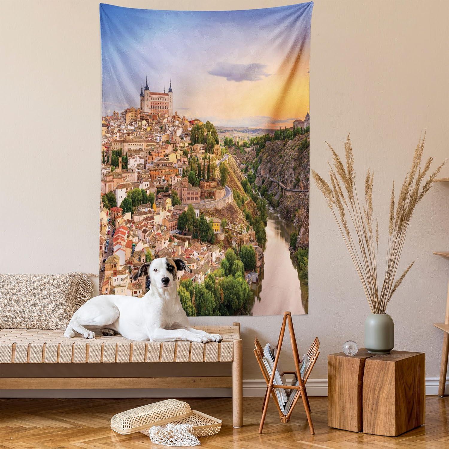 imageAmbesonne Mexican Tapestry Mexican Sugar Skull Cartoon Carnival Cartoon Traditional Celebration Print Wall Hanging for Bedroom Living Room Dorm Decor 40 X 60 Orange TealApricot Cream Green