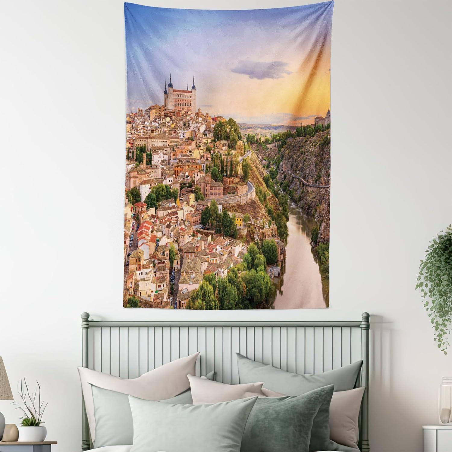 imageAmbesonne Mexican Tapestry Mexican Sugar Skull Cartoon Carnival Cartoon Traditional Celebration Print Wall Hanging for Bedroom Living Room Dorm Decor 40 X 60 Orange TealApricot Cream Green
