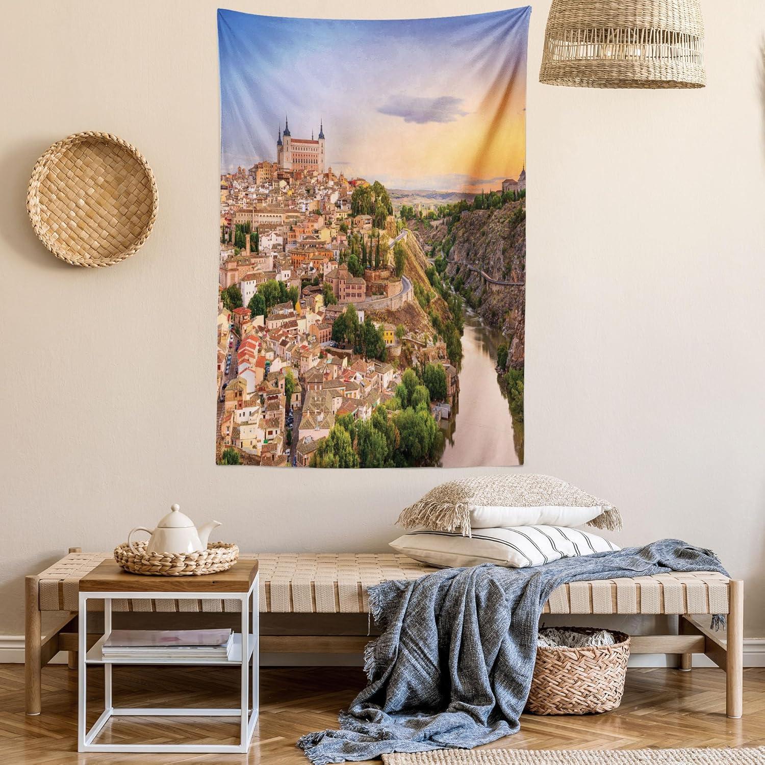 imageAmbesonne Mexican Tapestry Mexican Sugar Skull Cartoon Carnival Cartoon Traditional Celebration Print Wall Hanging for Bedroom Living Room Dorm Decor 40 X 60 Orange TealApricot Cream Green