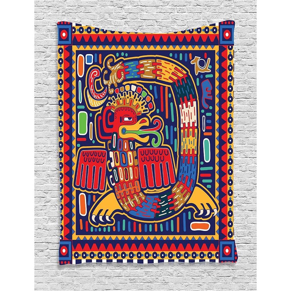 imageAmbesonne Mexican Tapestry Mexican Sugar Skull Cartoon Carnival Cartoon Traditional Celebration Print Wall Hanging for Bedroom Living Room Dorm Decor 40 X 60 Orange TealMustard Orange
