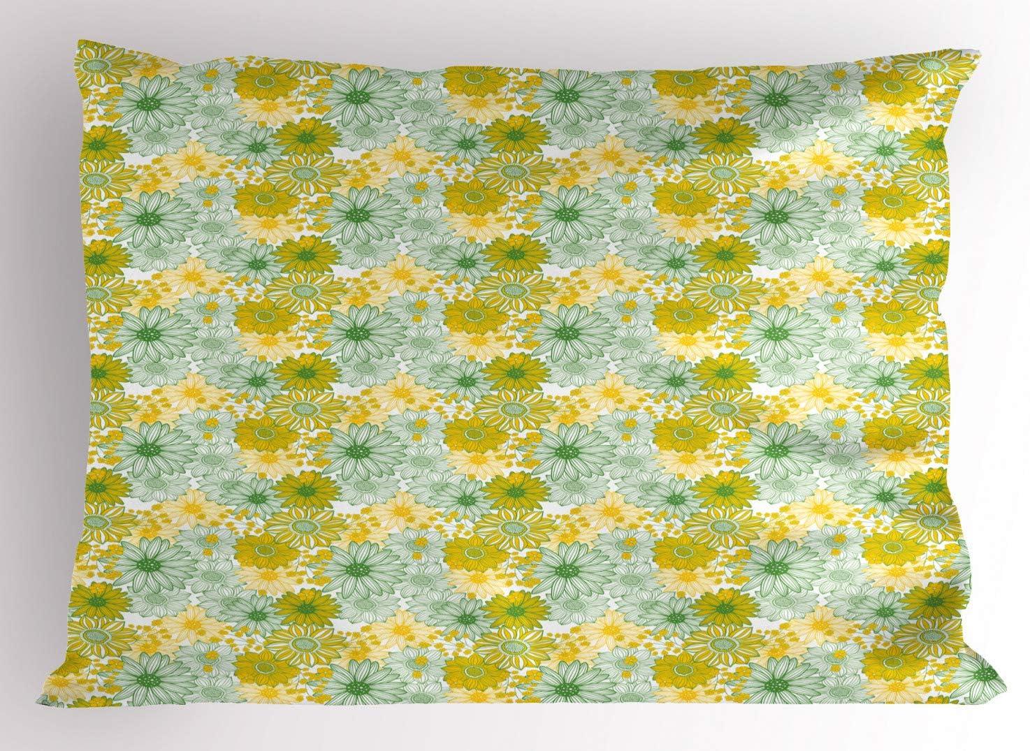 imageAmbesonne Heart Pillow Sham Set of 2 Valentines Days Theme Romance Pattern in Simplistic Style Rhythmic Quality Microfiber Bedding Item for All Seasons 26 x 20 Pale Pink Dark TaupeFern Green Earth Yellow