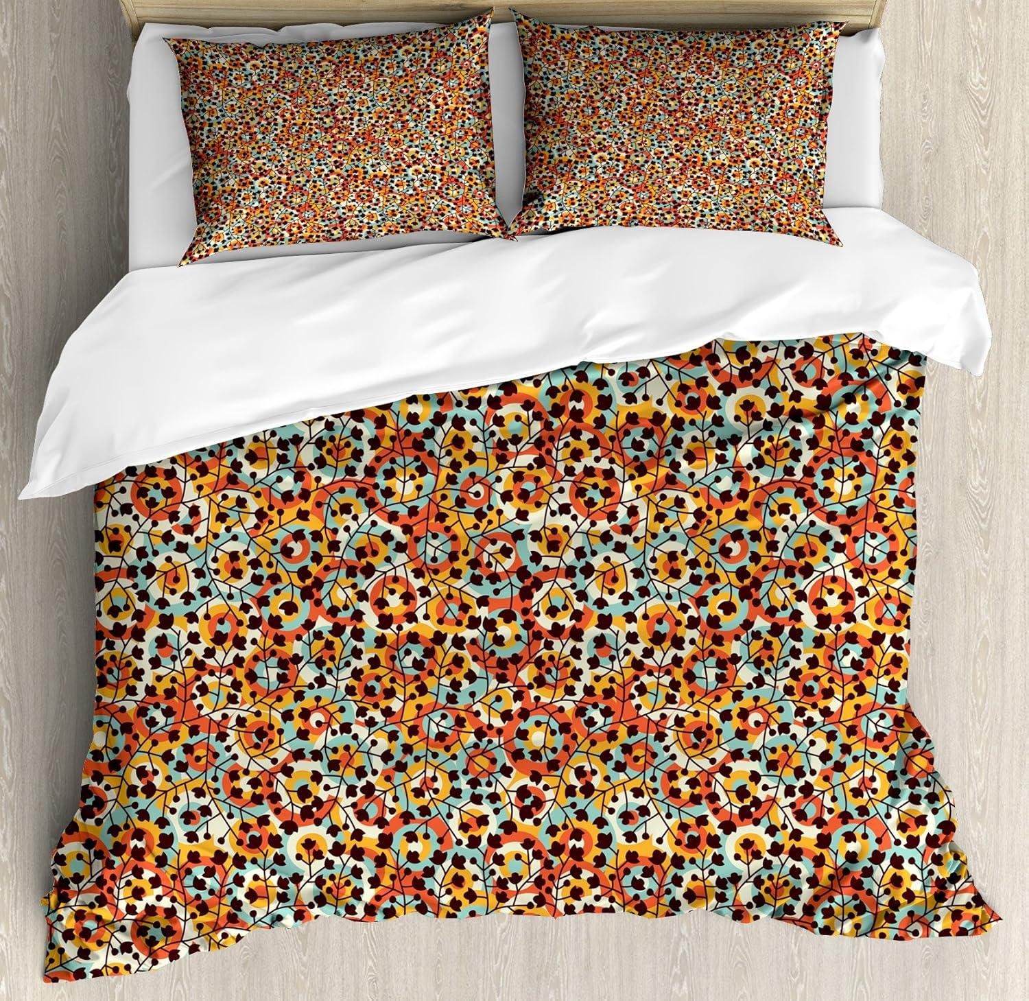 imageAmbesonne Romantic Duvet Cover Set Valentines Day Pattern with Bullseye Circles Love Ornate Heart Shapes Decorative 3 Piece Bedding Set with 2 Pillow Shams Queen Size Seafoam PinkDark Mauve Multicolor