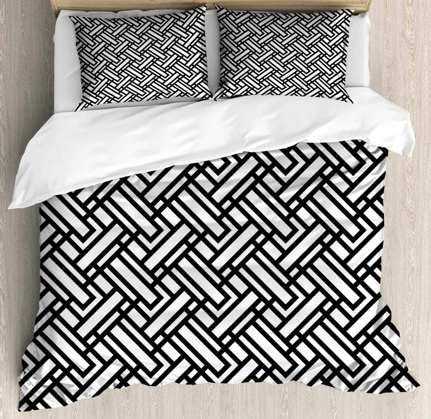 imageAmbesonne Romantic Duvet Cover Set Valentines Day Pattern with Bullseye Circles Love Ornate Heart Shapes Decorative 3 Piece Bedding Set with 2 Pillow Shams Queen Size Seafoam PinkBlack Coconut