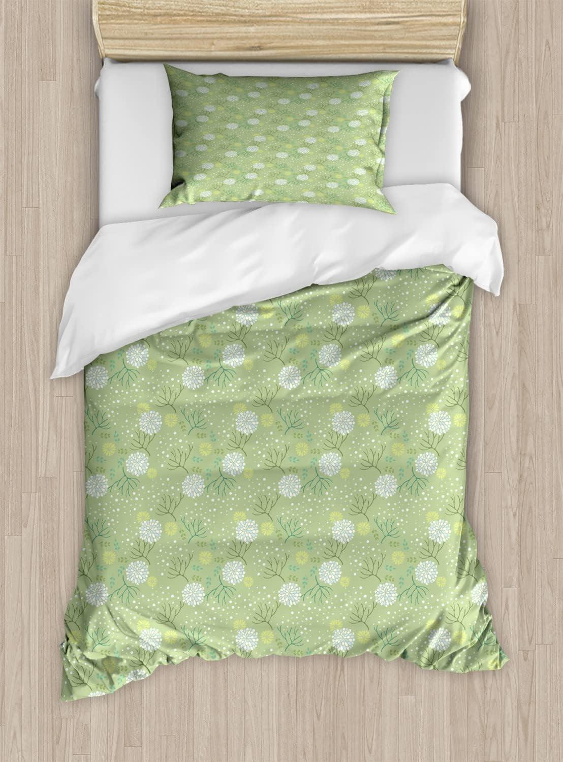 imageAmbesonne Romantic Duvet Cover Set Valentines Day Pattern with Bullseye Circles Love Ornate Heart Shapes Decorative 3 Piece Bedding Set with 2 Pillow Shams Queen Size Seafoam PinkPastel Green