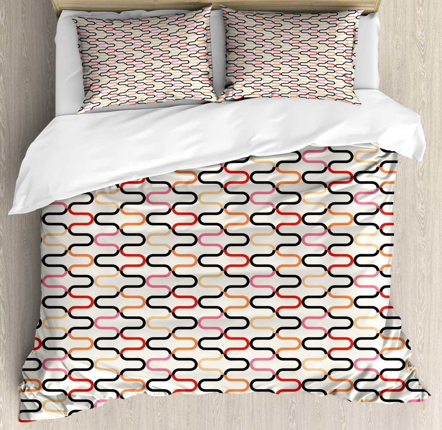 imageAmbesonne Romantic Duvet Cover Sets Valentines Day Love Themed Paris Coffee Wine Parfumes Bikes with Heart Backdrop Bedding Set with 2 Duvet Covers amp 4 Pillowcases 2 Pack Queen Size MulticolorChampagne Multicolor