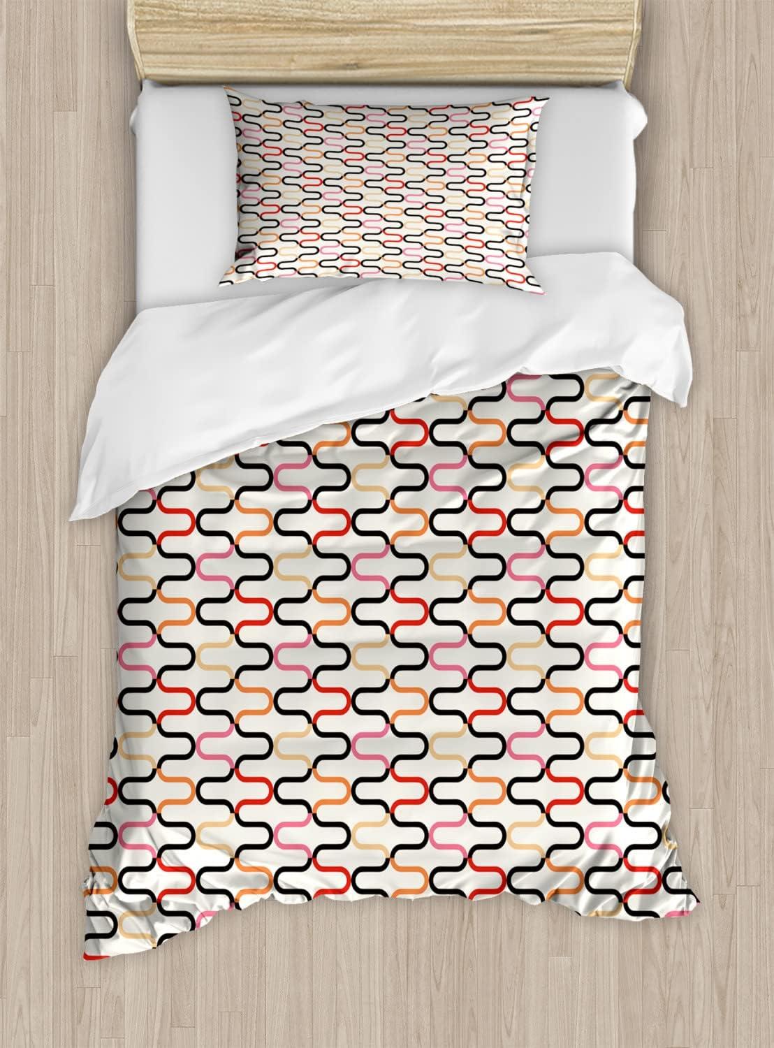 imageAmbesonne Romantic Duvet Cover Sets Valentines Day Love Themed Paris Coffee Wine Parfumes Bikes with Heart Backdrop Bedding Set with 2 Duvet Covers amp 4 Pillowcases 2 Pack Queen Size MulticolorChampagne Multicolor