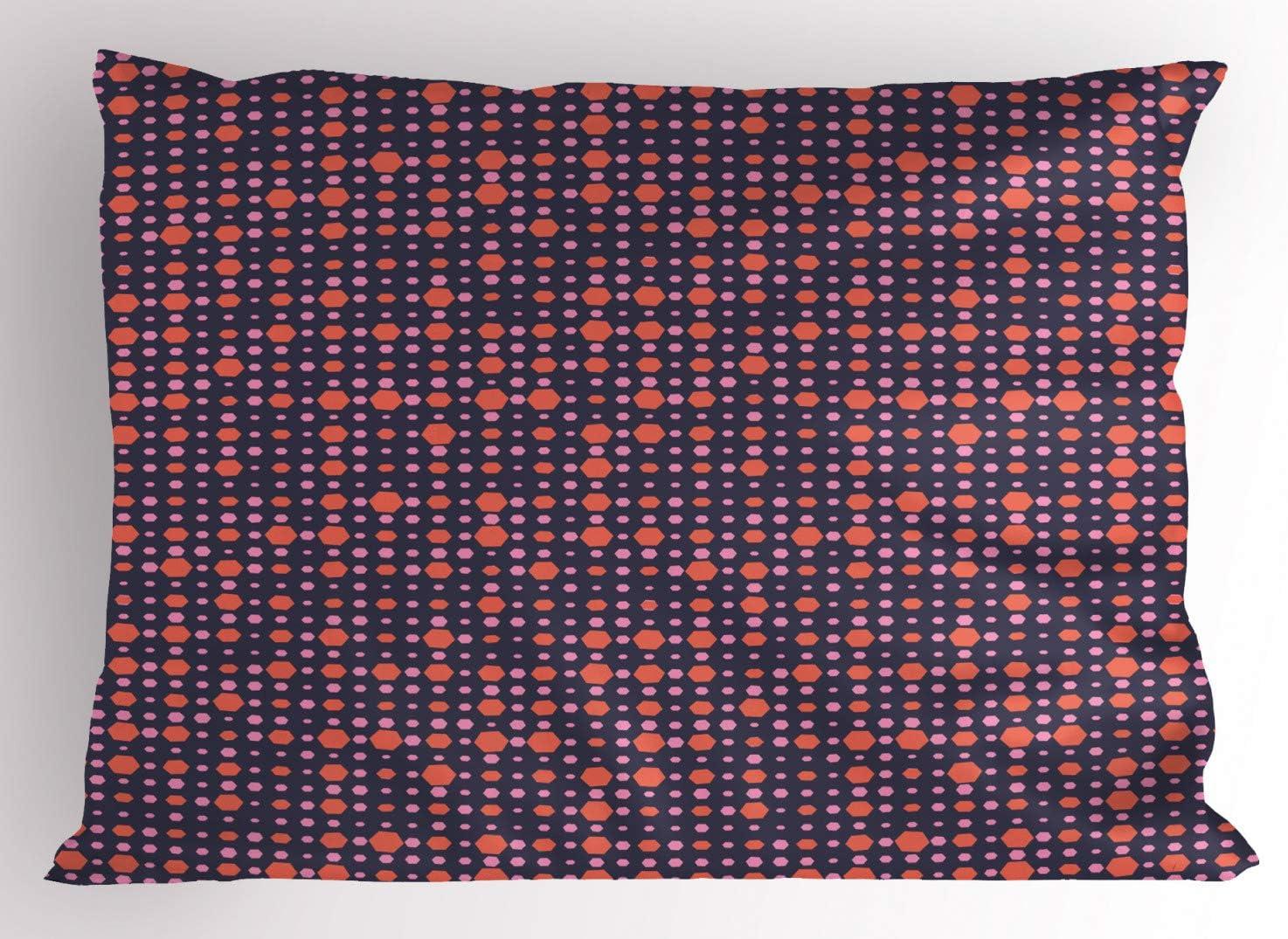 imageAmbesonne Valentines Day Pillow Sham Set of 2 Abstract Hearts Lollipops Rhythmic Romance Illustration Quality Microfiber Bedding Item for All Seasons 26 x 20 Vermilion PearlDark Indigo Salmon and Pink