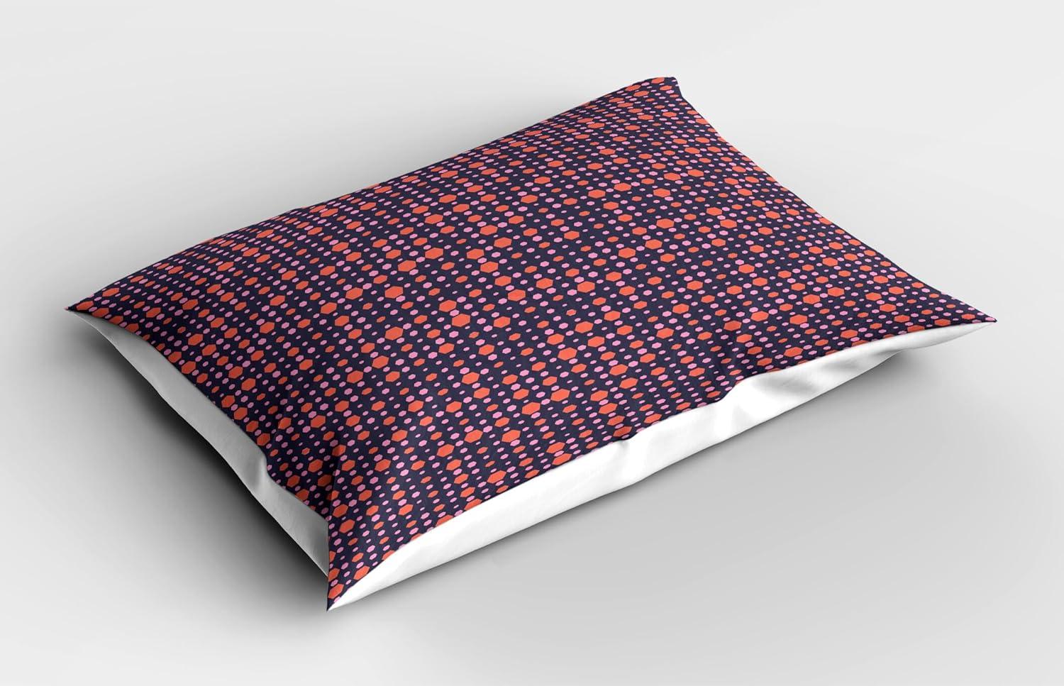 imageAmbesonne Valentines Day Pillow Sham Set of 2 Abstract Hearts Lollipops Rhythmic Romance Illustration Quality Microfiber Bedding Item for All Seasons 26 x 20 Vermilion PearlDark Indigo Salmon and Pink