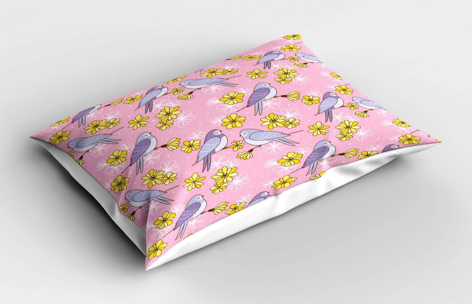 imageAmbesonne Valentines Day Pillow Sham Set of 2 Love Theme Striped Hearts February Fourteen Romantic Art Quality Microfiber Bedding Item for All Seasons 36 x 20 Quartz LilacPale Pink Mustard Lilac