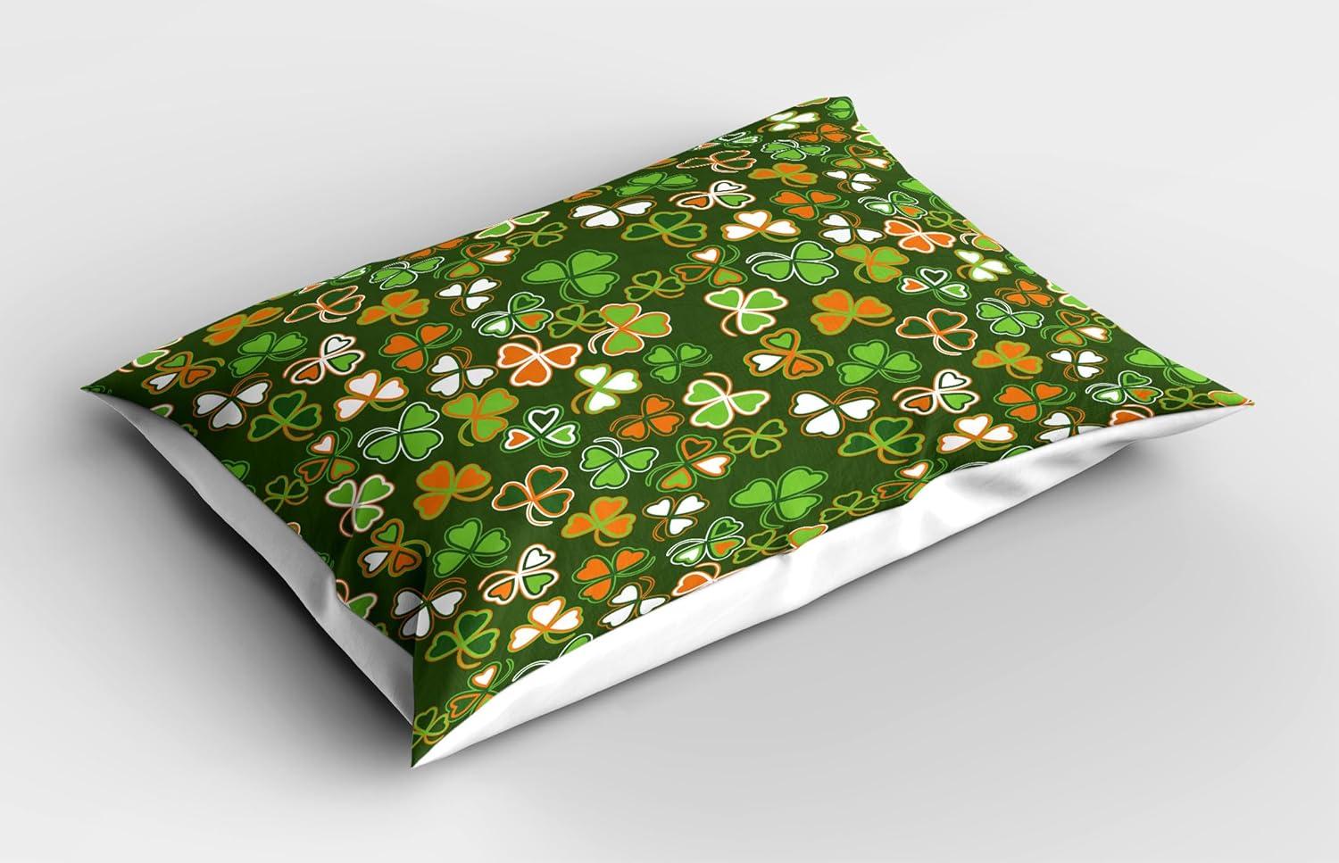 imageAmbesonne Valentines Day Pillow Sham Set of 2 Romantic Tree with Blooming Hearts with Bike and Petals Vintage Art Quality Microfiber Bedding Item for All Seasons 36 x 20 Cream VermilionGreen and Orange