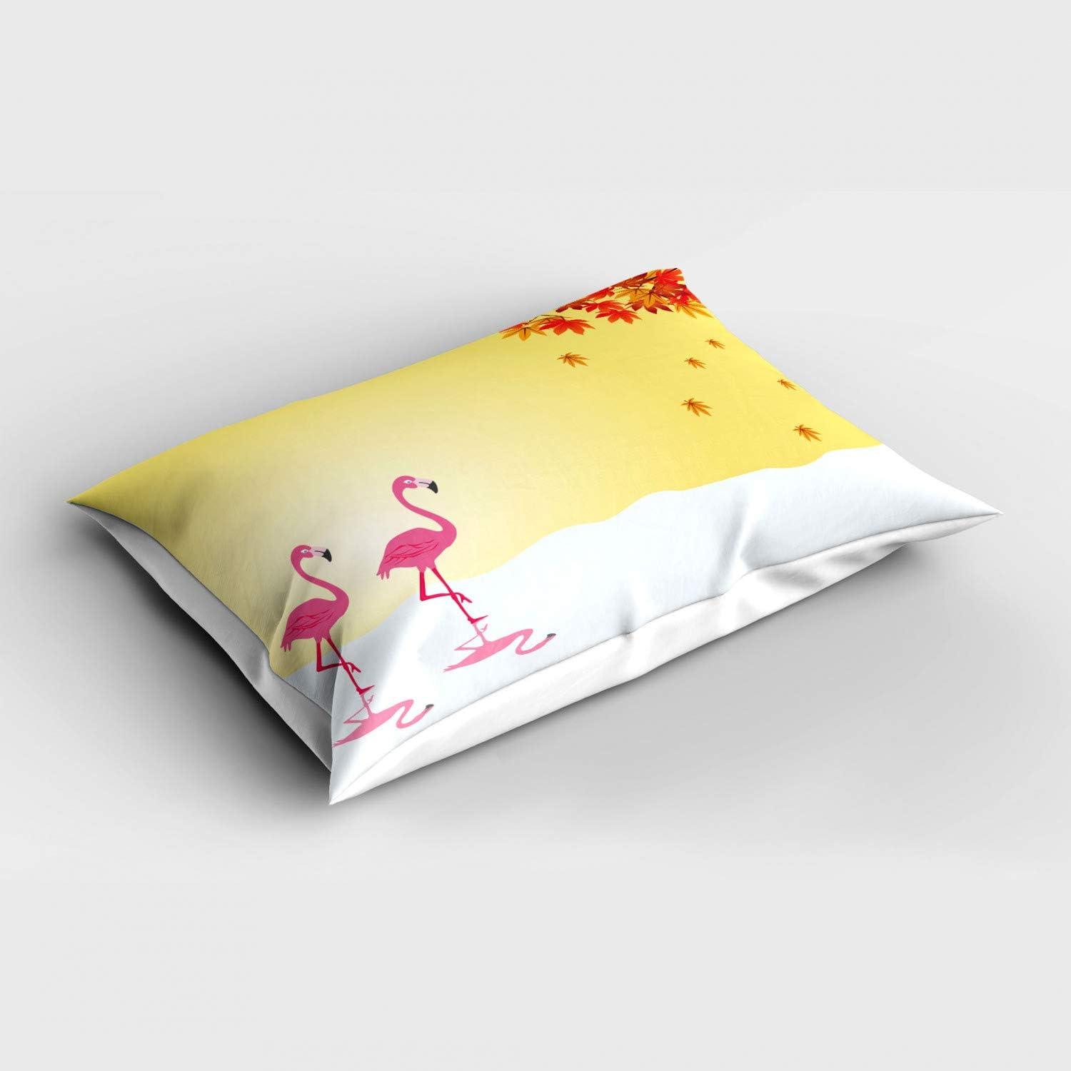 imageAmbesonne Valentines Day Pillow Sham Set of 2 Romantic Tree with Blooming Hearts with Bike and Petals Vintage Art Quality Microfiber Bedding Item for All Seasons 36 x 20 Cream VermilionPastel Yellow Pale Blue