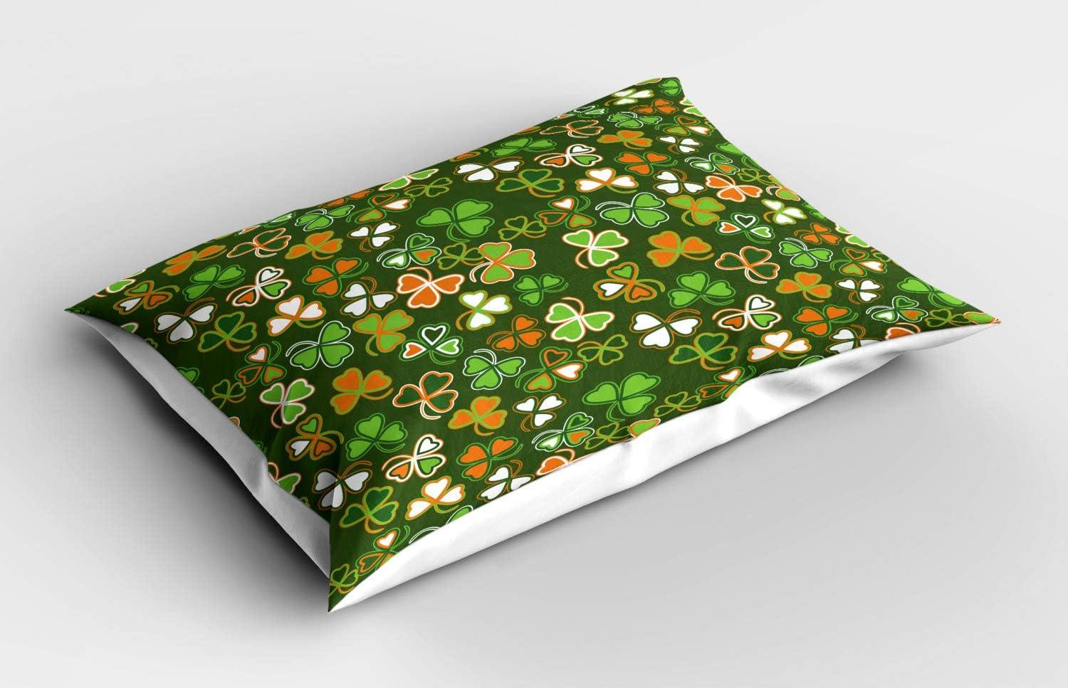 imageAmbesonne Valentines Day Pillow Sham Set of 2 Romantic Tree with Blooming Hearts with Bike and Petals Vintage Art Quality Microfiber Bedding Item for All Seasons 36 x 20 Cream VermilionGreen and Orange