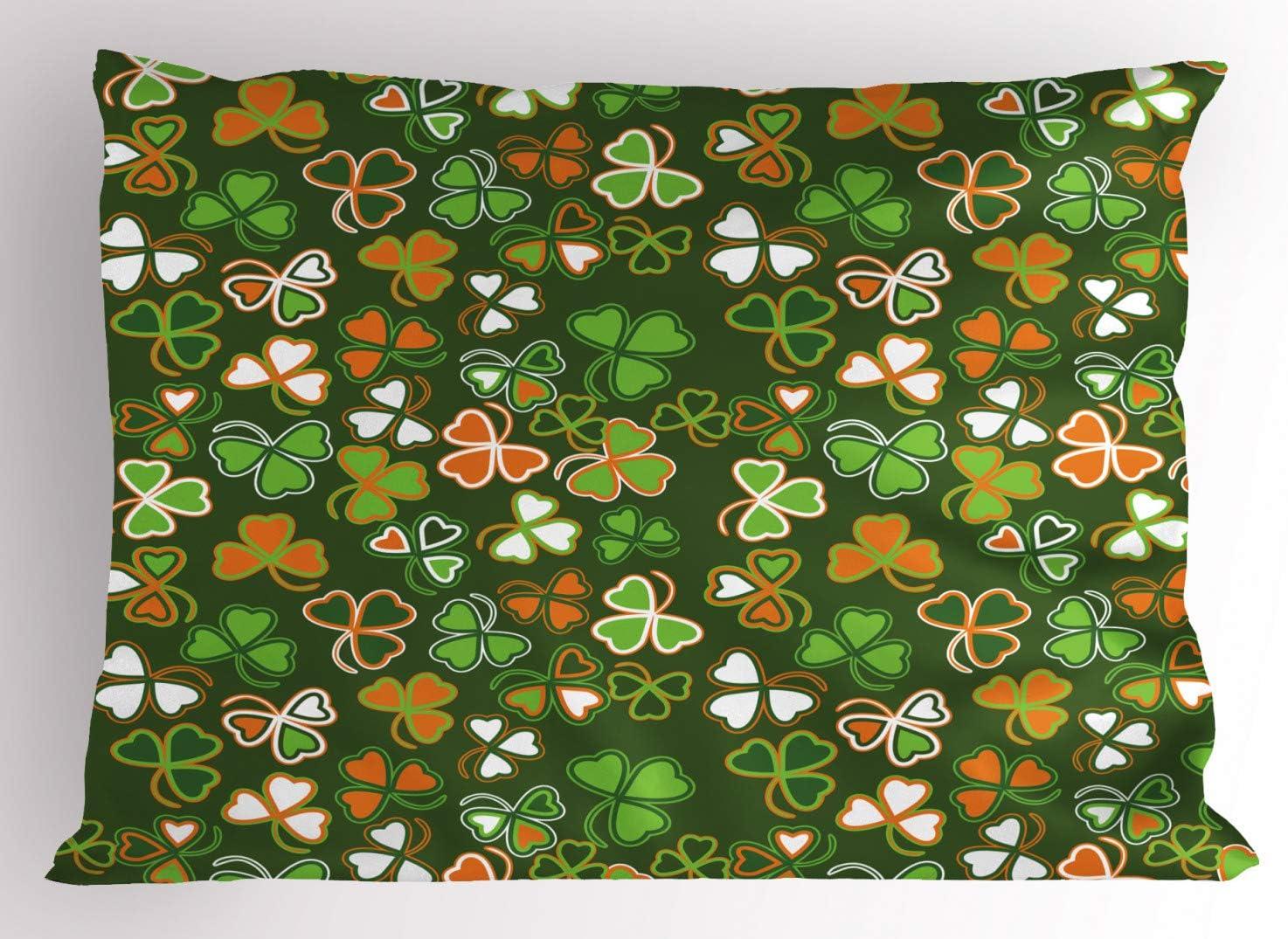 imageAmbesonne Valentines Day Pillow Sham Set of 2 Romantic Tree with Blooming Hearts with Bike and Petals Vintage Art Quality Microfiber Bedding Item for All Seasons 36 x 20 Cream VermilionGreen and Orange