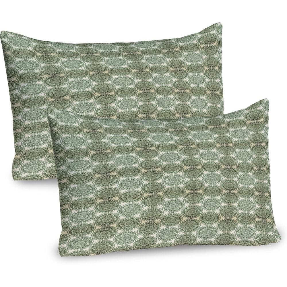 imageAmbesonne Heart Pillow Sham Set of 2 Valentines Days Theme Romance Pattern in Simplistic Style Rhythmic Quality Microfiber Bedding Item for All Seasons 26 x 20 Pale Pink Dark TaupeEggshell Olive Green
