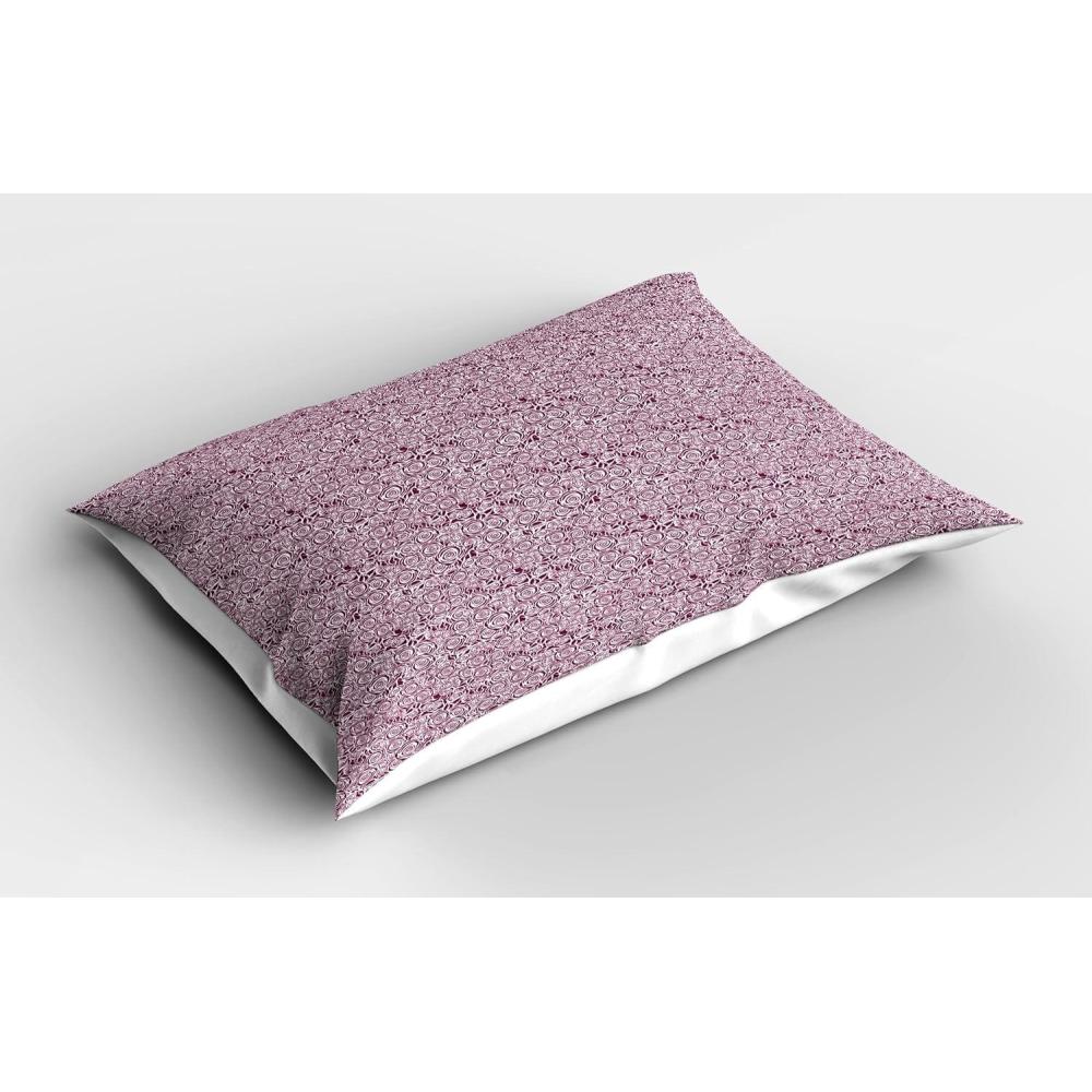 imageAmbesonne Heart Pillow Sham Set of 2 Valentines Days Theme Romance Pattern in Simplistic Style Rhythmic Quality Microfiber Bedding Item for All Seasons 26 x 20 Pale Pink Dark TaupePlum and White