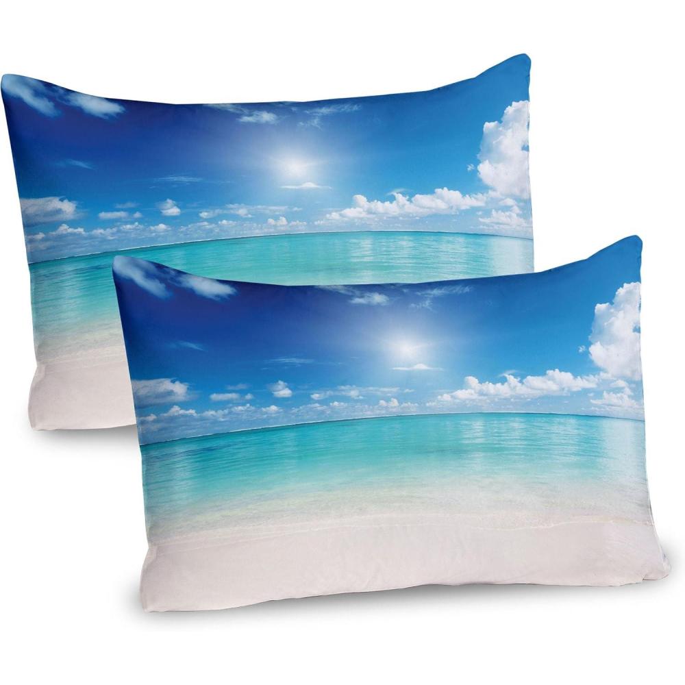 imageAmbesonne Pearls Pillow Sham Set of 2 Valentines Day Theme Art Roses Heart on Striped Bridal Backdrop Quality Microfiber Bedding Item for All Seasons 26 x 20 Blue Purple PinkCream Turquoise White
