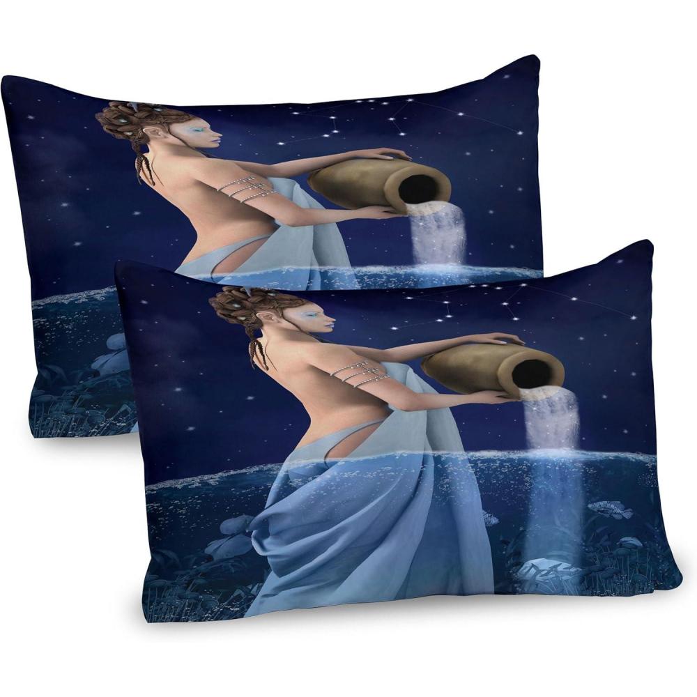 imageAmbesonne Pearls Pillow Sham Set of 2 Valentines Day Theme Art Roses Heart on Striped Bridal Backdrop Quality Microfiber Bedding Item for All Seasons 26 x 20 Blue Purple PinkBlue Dark Blue