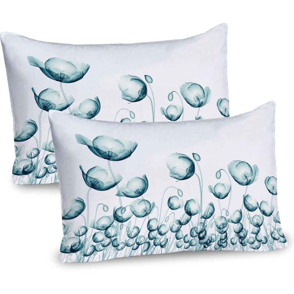 imageAmbesonne Pearls Pillow Sham Set of 2 Valentines Day Theme Art Roses Heart on Striped Bridal Backdrop Quality Microfiber Bedding Item for All Seasons 26 x 20 Blue Purple PinkWhite Teal