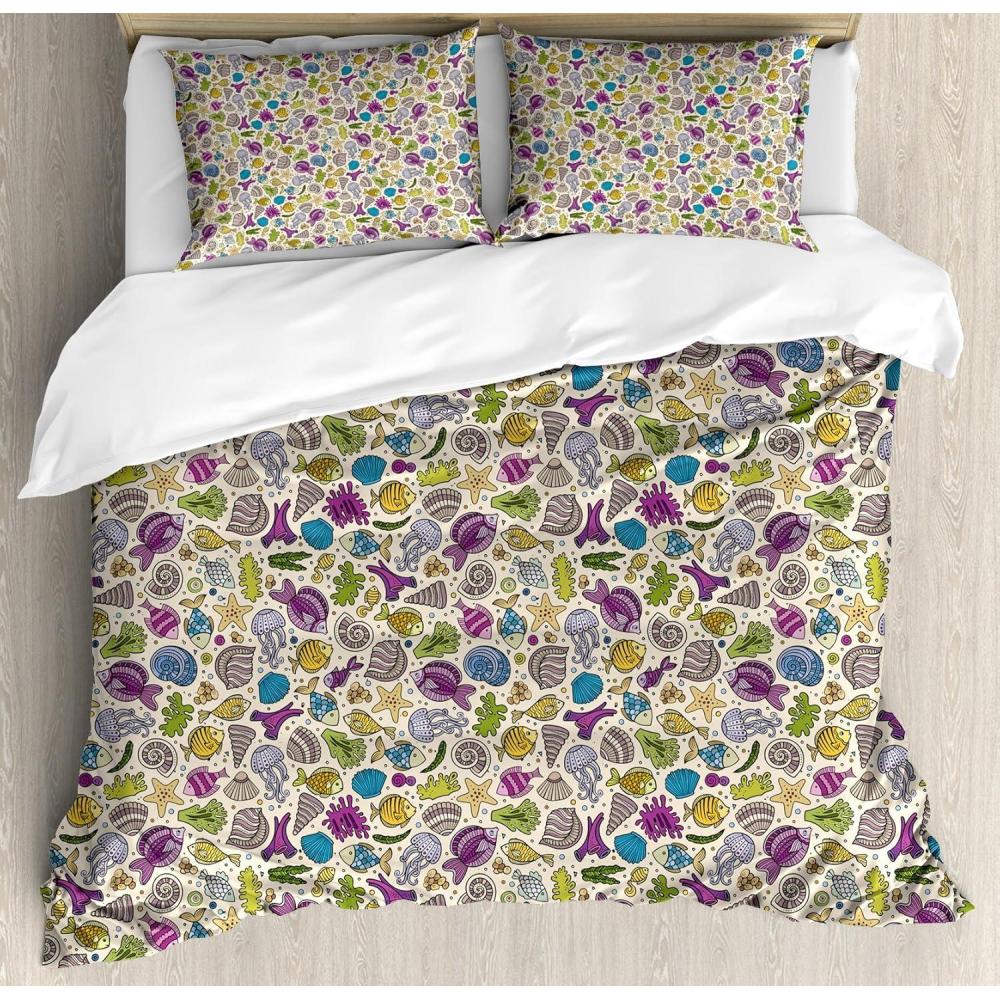 imageAmbesonne Romantic Duvet Cover Sets Valentines Day Love Themed Paris Coffee Wine Parfumes Bikes with Heart Backdrop Bedding Set with 2 Duvet Covers amp 4 Pillowcases 2 Pack Queen Size MulticolorEcru Multicolor