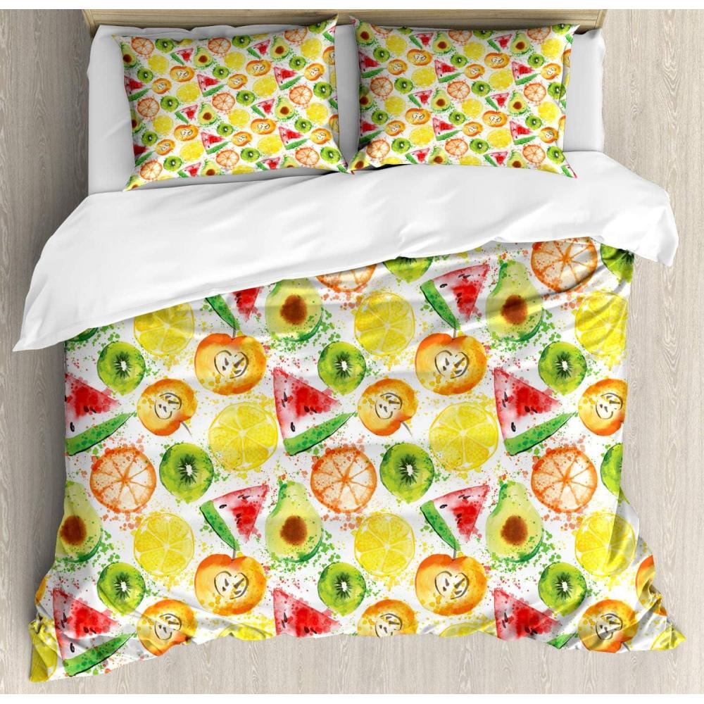 imageAmbesonne Romantic Duvet Cover Sets Valentines Day Love Themed Paris Coffee Wine Parfumes Bikes with Heart Backdrop Bedding Set with 2 Duvet Covers amp 4 Pillowcases 2 Pack Queen Size MulticolorYellow Green