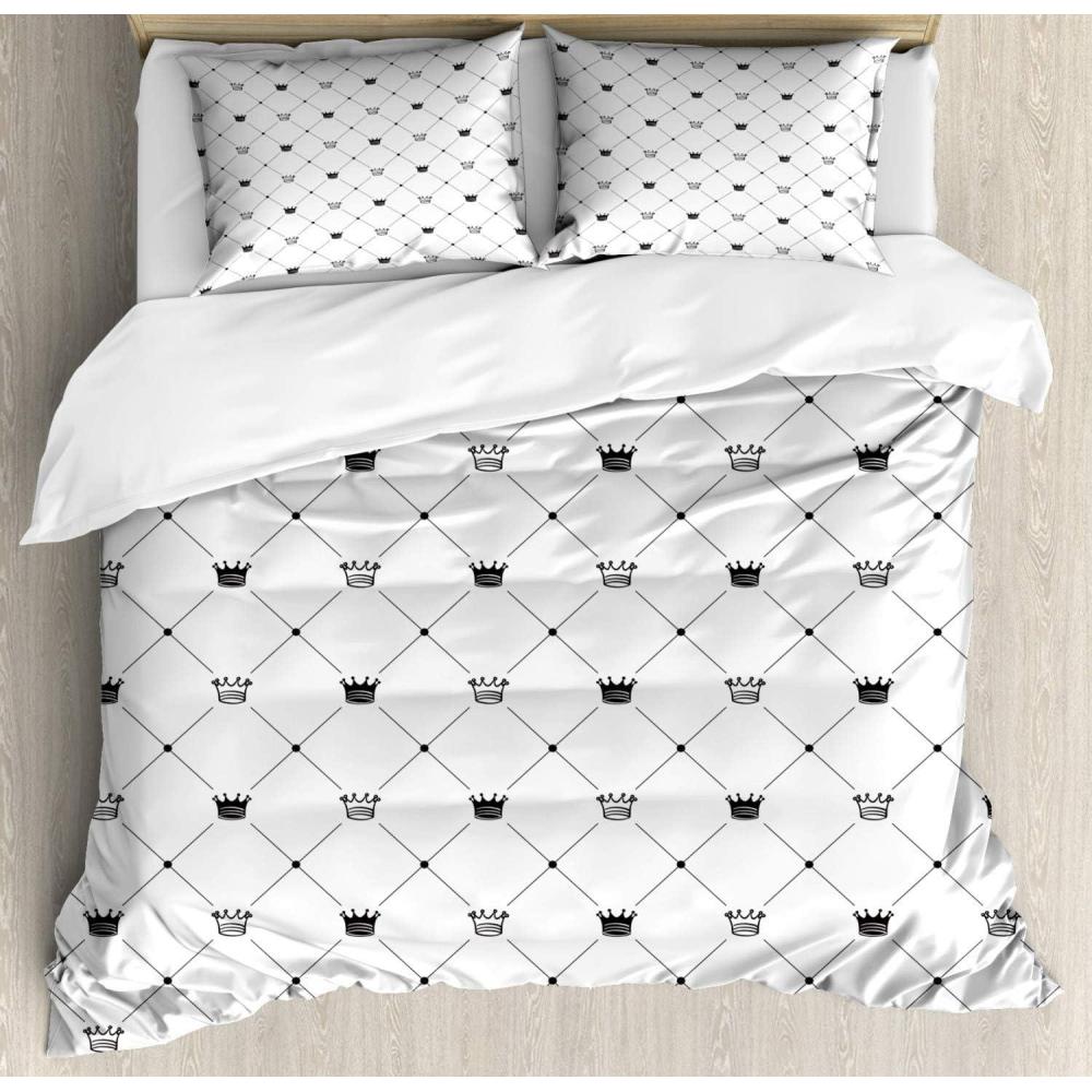 imageAmbesonne Romantic Duvet Cover Sets Valentines Day Love Themed Paris Coffee Wine Parfumes Bikes with Heart Backdrop Bedding Set with 2 Duvet Covers amp 4 Pillowcases 2 Pack Queen Size MulticolorWhite and Black