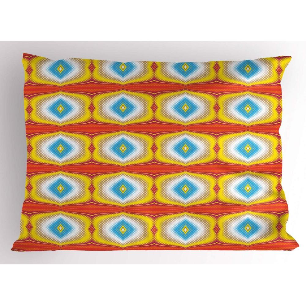 imageAmbesonne Valentines Day Pillow Sham Set of 2 Love Theme Striped Hearts February Fourteen Romantic Art Quality Microfiber Bedding Item for All Seasons 36 x 20 Quartz LilacVermilion Yellow and Sky Blue