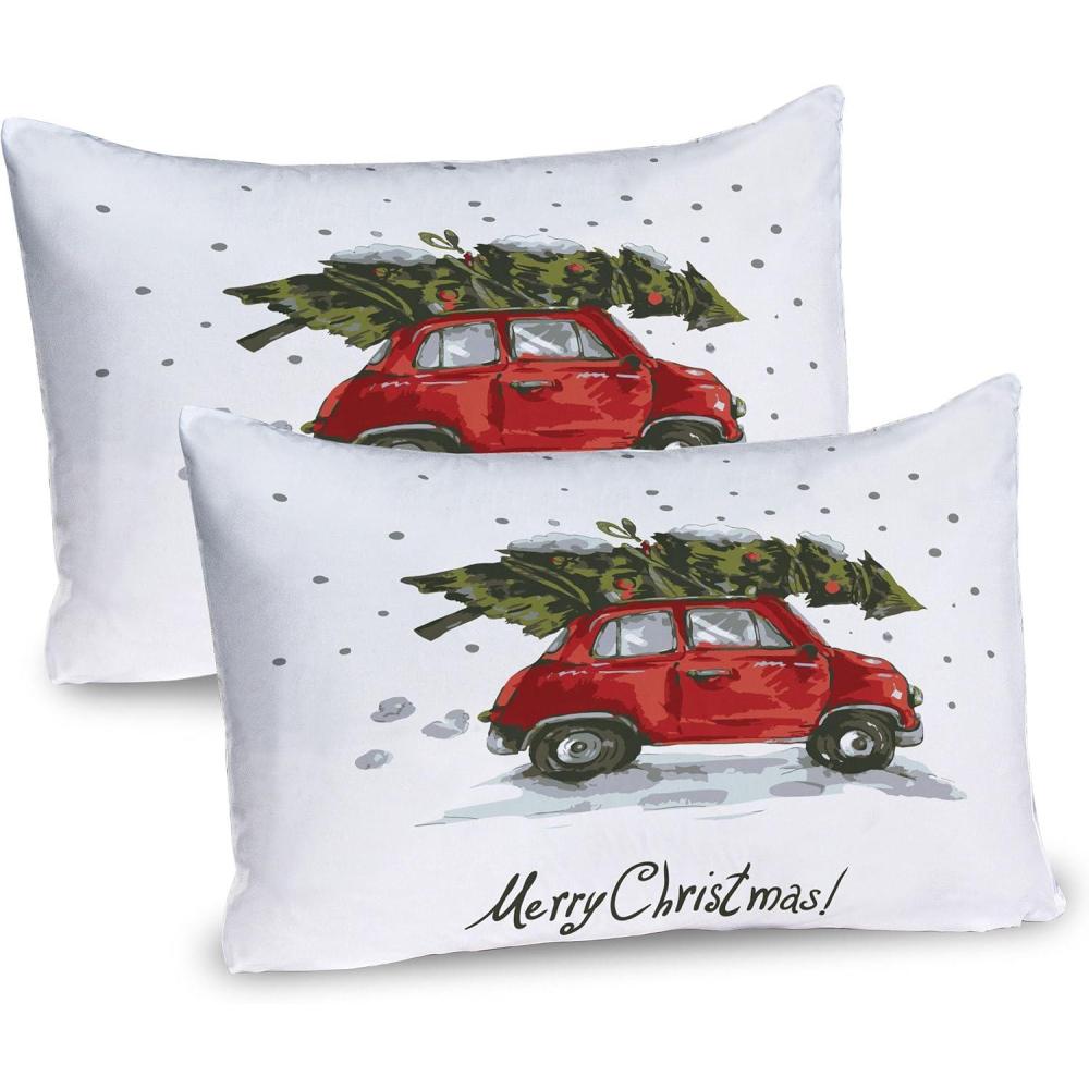imageAmbesonne Valentines Day Pillow Sham Set of 2 Romantic Tree with Blooming Hearts with Bike and Petals Vintage Art Quality Microfiber Bedding Item for All Seasons 36 x 20 Cream VermilionGreen Vermilion