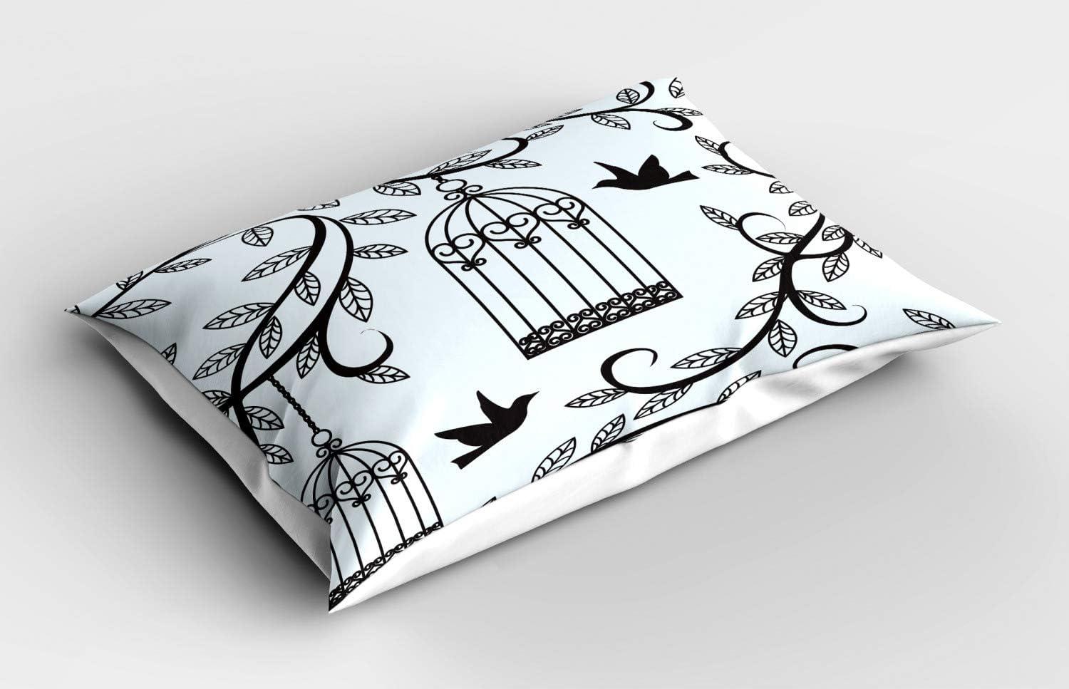 imageAmbesonne Birds Pillow Sham Set of 2 2 Birds on a Branch Singing Love Songs Friend Valentine Couple Hope Living Quality Microfiber Bedding Item for All Seasons 30 x 20 Cream Black WhiteBlue Black