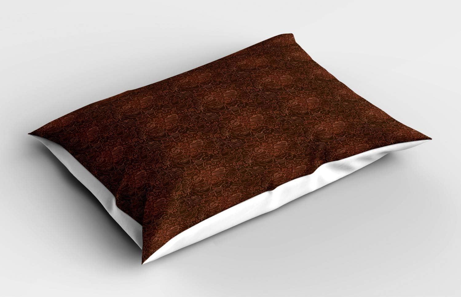 imageAmbesonne Chocolate Pillow Sham Set of 2 Chocolate Heart on The Wooden Board Background for Valentines Day Quality Microfiber Bedding Item for All Seasons 30 x 20 Sand Brown Dark BrownDark Brown Cinnamon
