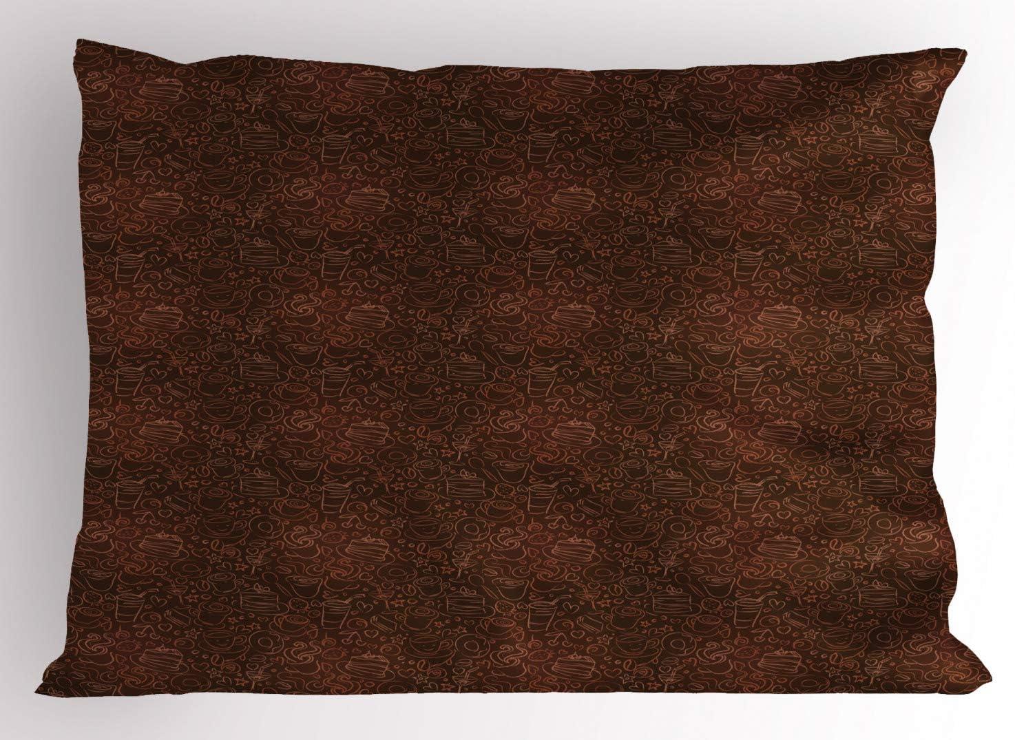 imageAmbesonne Chocolate Pillow Sham Set of 2 Chocolate Heart on The Wooden Board Background for Valentines Day Quality Microfiber Bedding Item for All Seasons 30 x 20 Sand Brown Dark BrownDark Brown Cinnamon