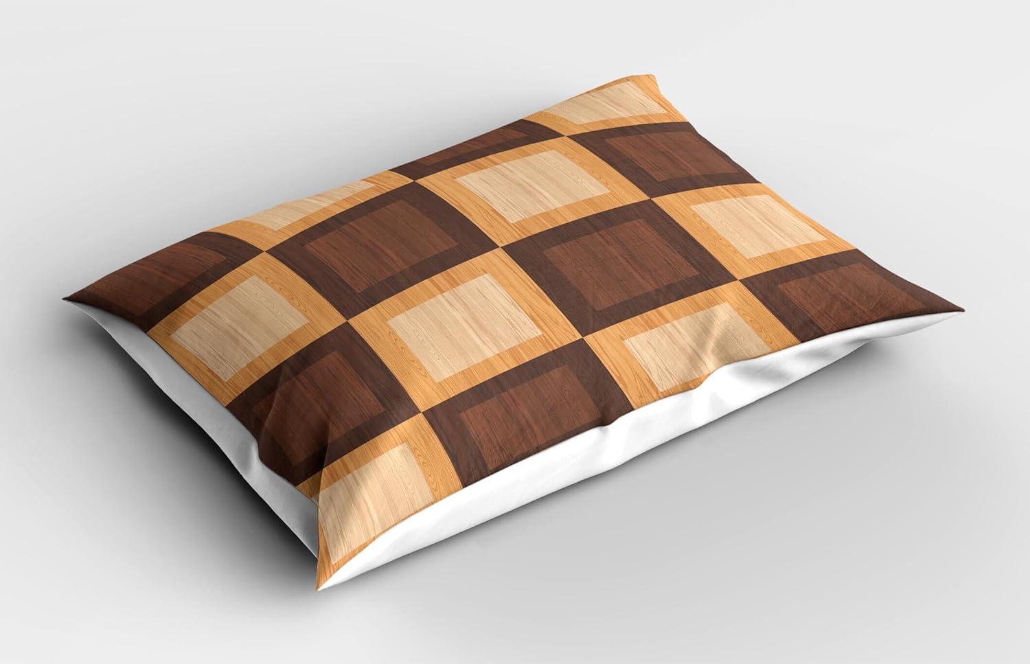 imageAmbesonne Chocolate Pillow Sham Set of 2 Chocolate Heart on The Wooden Board Background for Valentines Day Quality Microfiber Bedding Item for All Seasons 30 x 20 Sand Brown Dark BrownBrown and Pale Brown