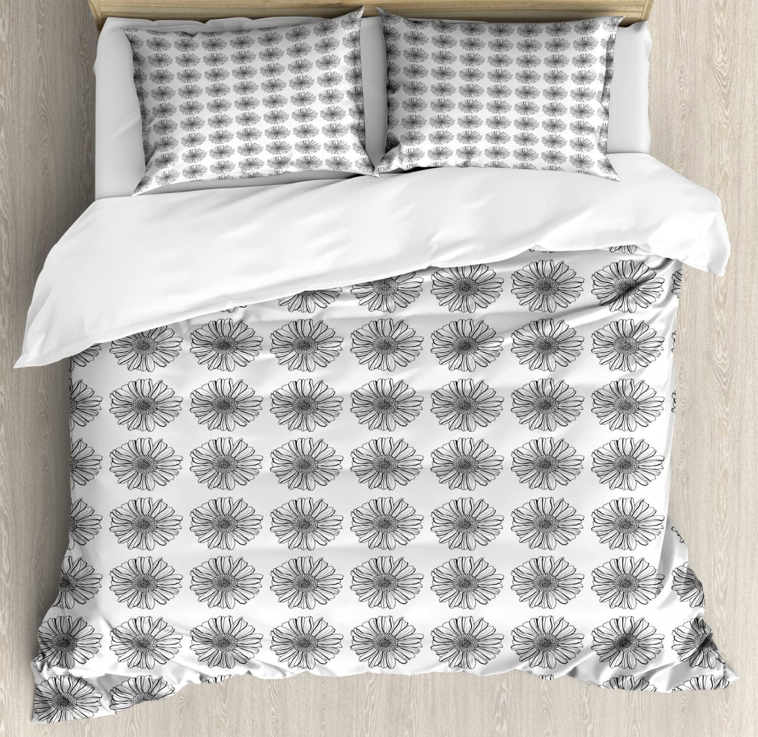 imageAmbesonne Damask Grey Duvet Cover Set Simple Pattern with Curls and Dots in Neutral Design Print Decorative 3 Piece Bedding Set with 2 Pillow Shams Queen Size Pale Grey and WhiteWhite Grey