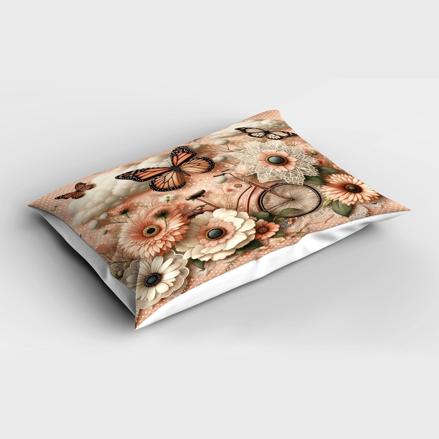 imageAmbesonne Eucalyptus Leaves Pillow Sham Leafy Branches Summer Flowers on Neutral Marble Print Back Decorative Standard Queen Size Printed Pillowcase 30 X 20 Fern Green Pastel YellowPeach Peacock Green